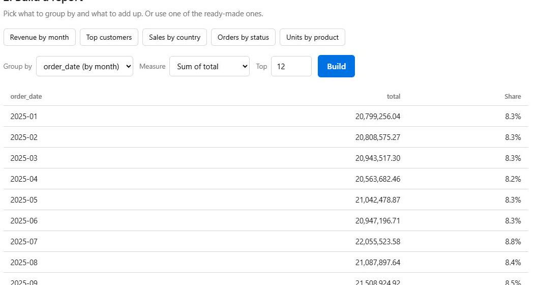 Large-file report builder
